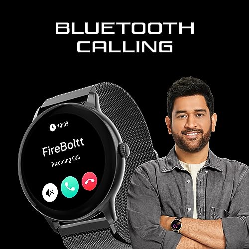 Image of Fire-Boltt Ace Luxury Phoenix AMOLED Stainless Steel Smart Watch 36.32mm (1.43 inch), 700 NITS Brightness, Stainless Steel Rotating Crown, Multipe Sports Modes & 360 Health (Black)