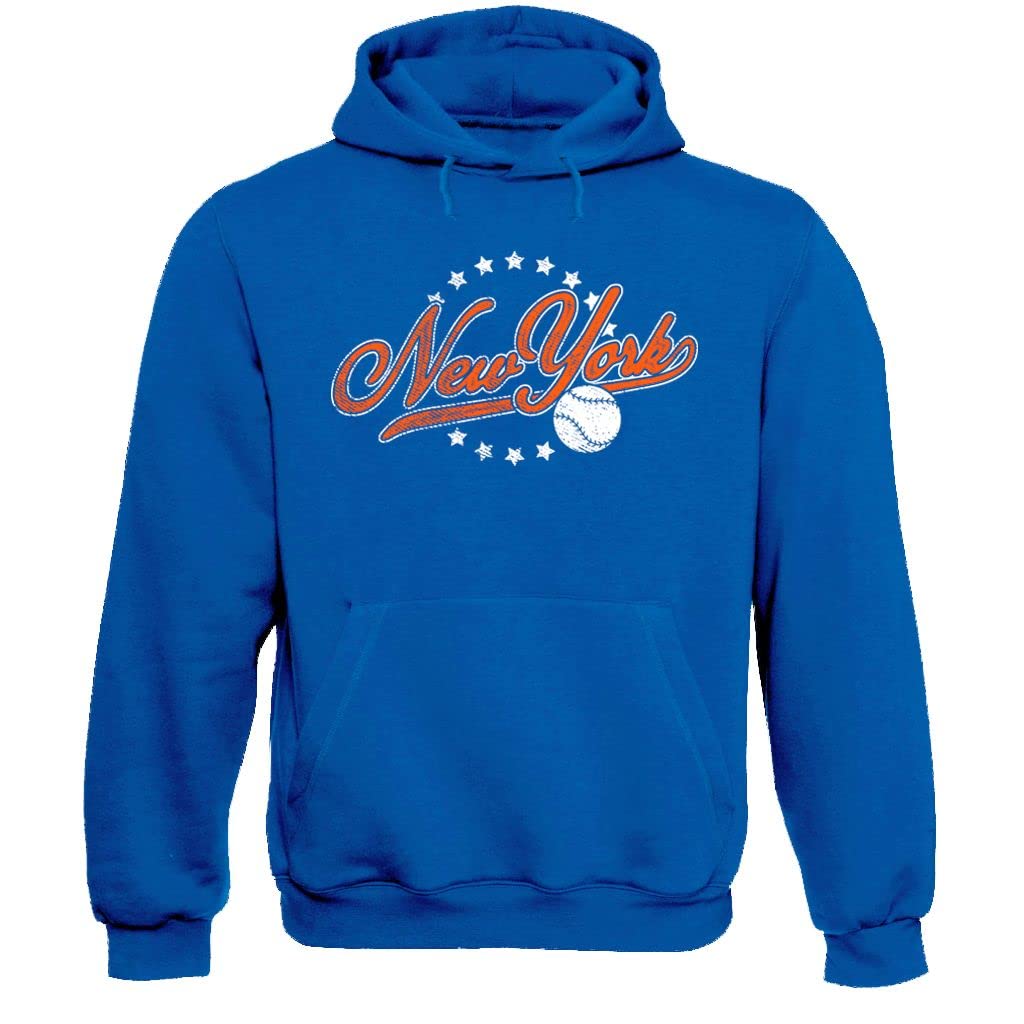 Pro Baseball Vintage Team Men's Retro Fan Apparel, New York - Royal Hoodie, Small — image 1