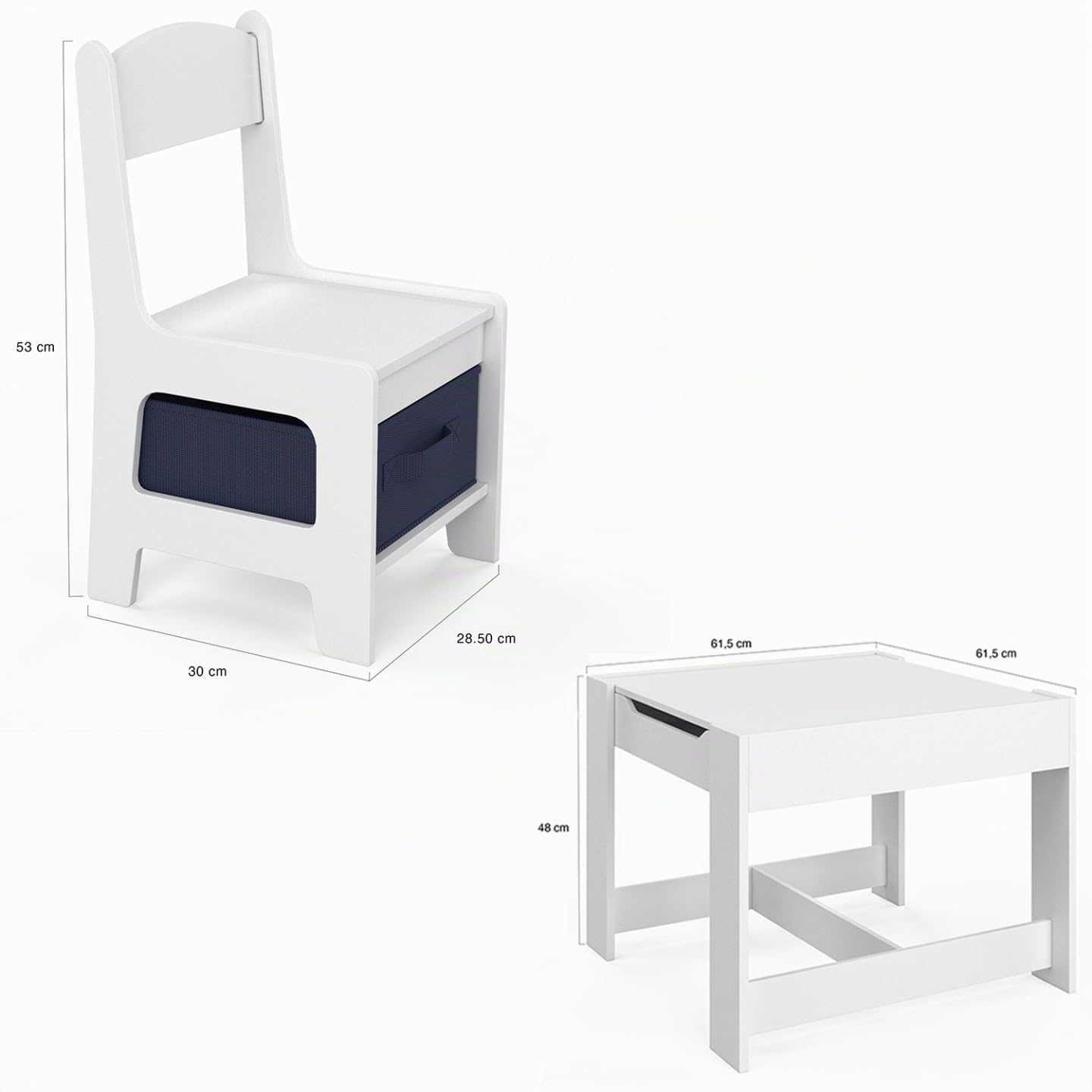 IDMarket - Table à Dessin Reversible + 2 chaises Gabriel Blanc