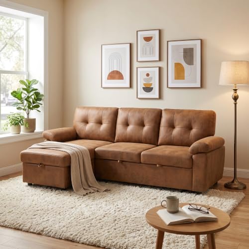 Image of KEIKI 88.5 inch Sectional Sleeper Sofa with Pull Out Bed,