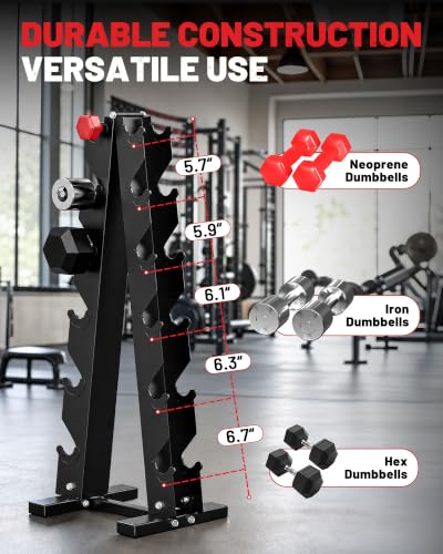 Image of PAPABABE 150-600lb Dumbbell Set with Rack, Rubber Encased Home Gym | Antiroll Durable Cast Iron Core Odorless PVC Free Weights, with 5 /6 Tier Rack