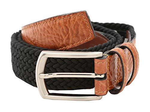 Torino Leather Co. 32MM Italian Woven Multi Cotton Elastic Black 32
