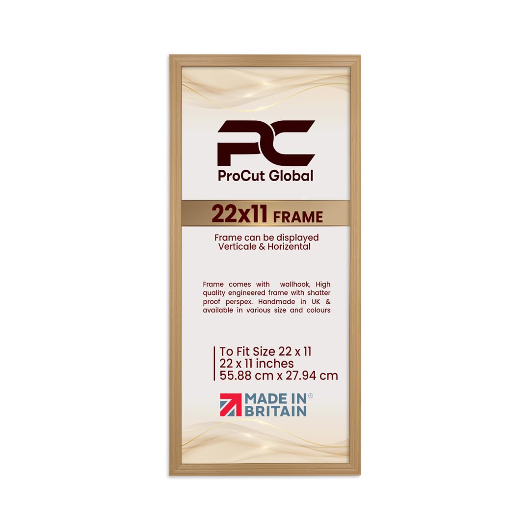 Procut Global 22x11 Country Pine Picture Frames - Classic Wooden Photo Frame with Shatterproof Perspex for Wall or Tabletop - Perfect for Posters, Certificates & Prints - Sizes & Colors Available