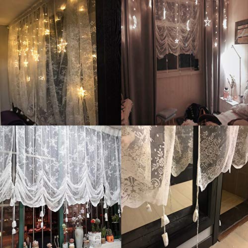 Lyfreen Sheer Curtains 72 Inch Length, Embroidered White Curtains Tie-Up Lace Curtains,Vintage Curtain For Bedroom Children Living Room Yard Kitchen #TOP7