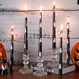 Threlaco 6 Pcs Taper Candles 9.8" Unscented Taper Candles Prints Dinner Table Home Decorations for Thanksgiving Autumn Harvest Festive Halloween Party Gift(Black Halloween Ghost)