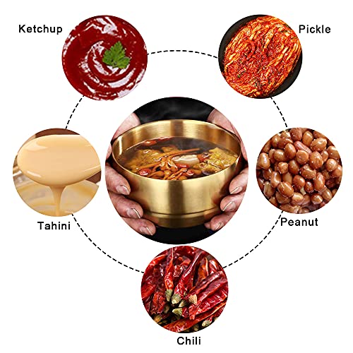 4Pack Thick 304 Stainless Steel Bowls, Small Double Wall Rice Bowls, Stainless Steel Soup Bowl Salad Bowl Noodle Bowl, Metal Bowls for Fruit Cereal Snack Appetizer (Gold, 4.1in) - Image 5