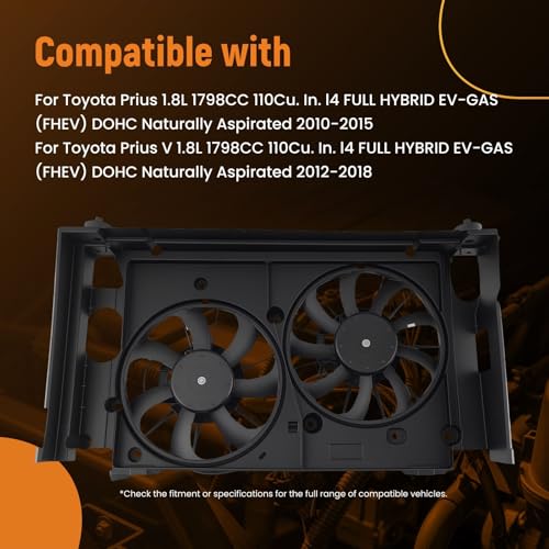 Image of maXpeedingrods Dual AC Condenser Radiator Cooling Fan Fit for Toyota Prius 2010-2015, for Toyota Prius V 2012-2018, for Lexus CT200H 2011-2017, 1671137040 TO3115159