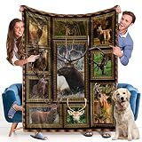 Deer ​Blanket - Fleece Throw Blanket for Couch Super Soft Cozy Bed Blanket Lightweight Plush Fuzzy L