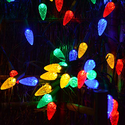 Solar Christmas Lights Outdoor C6 Strawberry String Lights, LED