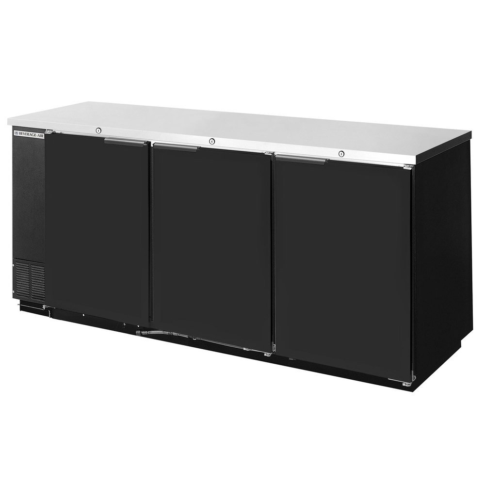Beverage-Air BB72Y-1-B 72" Undercounter Back Bar Refrigerator with 3 Solid Doors by Beverage Air – steel, Black, Model BB72Y-1-B_365015