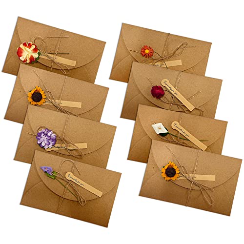 CZAKOMIX 30 Cartes Postales Fleurs Séchées DIY – Cartes De Vœux Rétro Papier Kraft 105x70mm Avec Enveloppes