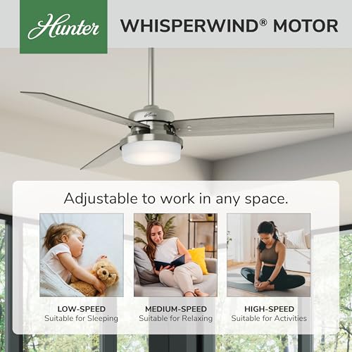 Image of Hunter Sentinel, Indoor, Ceiling Fan, 3 Blades, 60 inch, Brushed Nickel