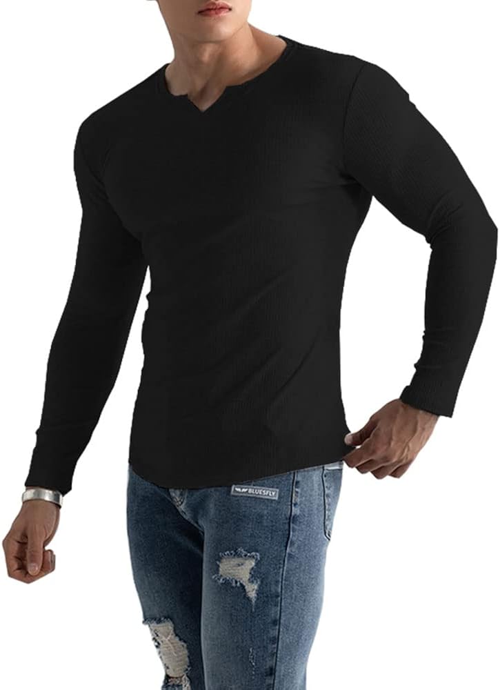 Muscle Cmdr Men's Long/Short Sleeve T-Shirt Muscle Fit V Neck Shirts ...