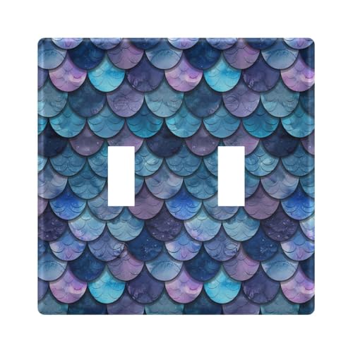 UMIRIKO Blue Purple Mermaid Scale Light Switch Cover Plate Covers Decorative Double Toggle Home Decor 202b3368