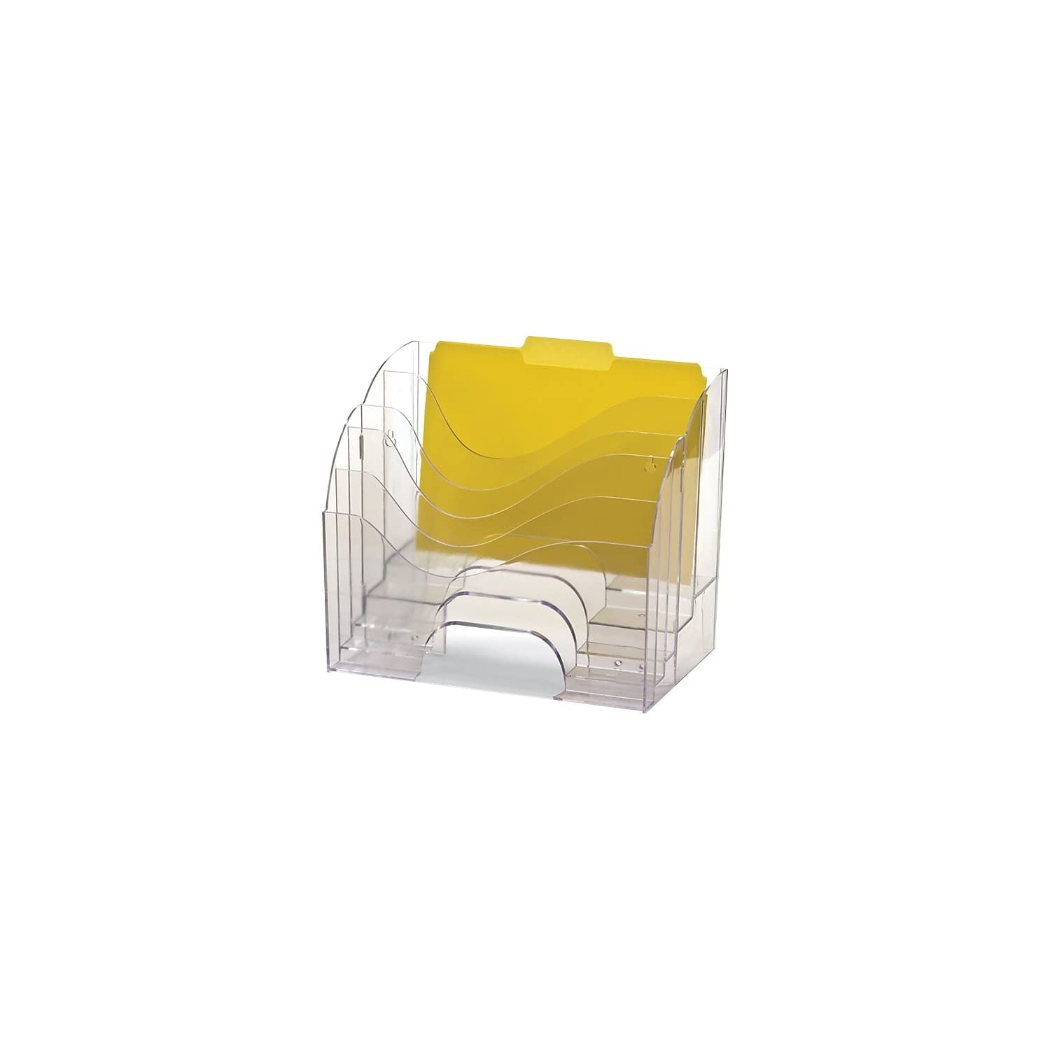 Two-Way Organizer by Officemate – Small, 5-tier, shallow desk organizer, Plastic, Clear, Model 22924