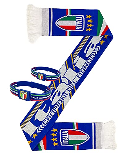 Icon Sports Italy ltalia Scarf With Two Silicon Wristbands, Italian Soccer Knit Scarf