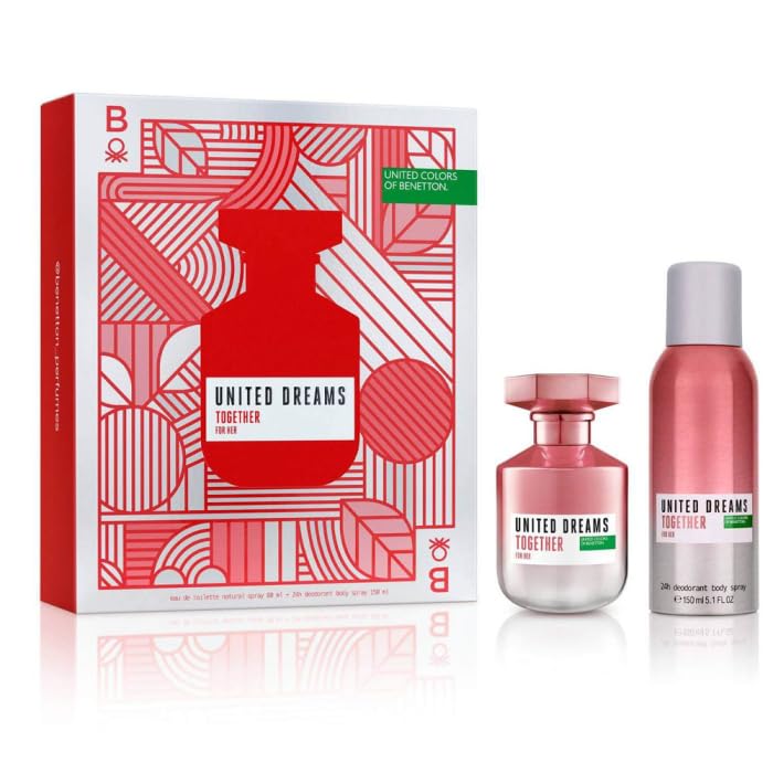 Listado de Perfume Benetton Mujer más recomendados. 44 Z4 Set Benetton United Dreams Together For Her 2Pzs 80ml EDT Spray/Desodorante 150ml Spray