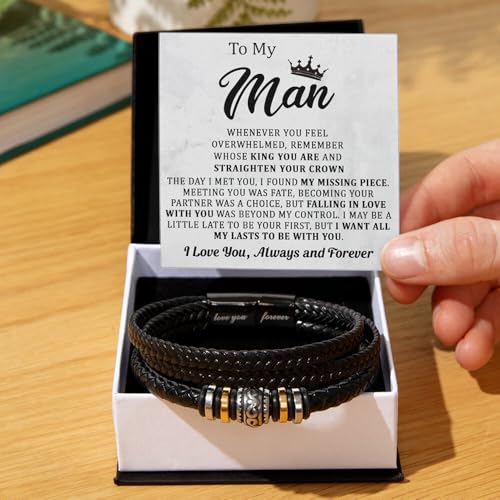 To My Man Bracelet Love You Forever, Bracelets Birthday Valentines Christmas Wedding Jewelry Gifts for Him, Boyfriend Gifts for Men, Bracelet for Husband, Romantic Gift for Man3