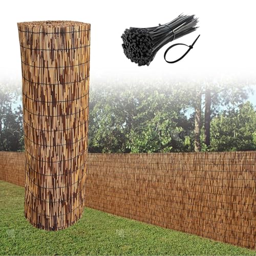 Genérico Valla de Caña Natural Cortina de Caña Rollo de Valla de Caña para Balcón,Pantalla de privacidad para Patio y jardín,Rollo de bambú Alto 0.5m 0.7m 1m 1.3m 1.7m Valla de Bambú enrollada