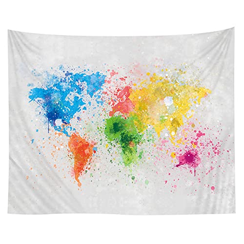Tapisserie mappemonde vintage MARMODAY 200x150 cm pour décoration murale salon