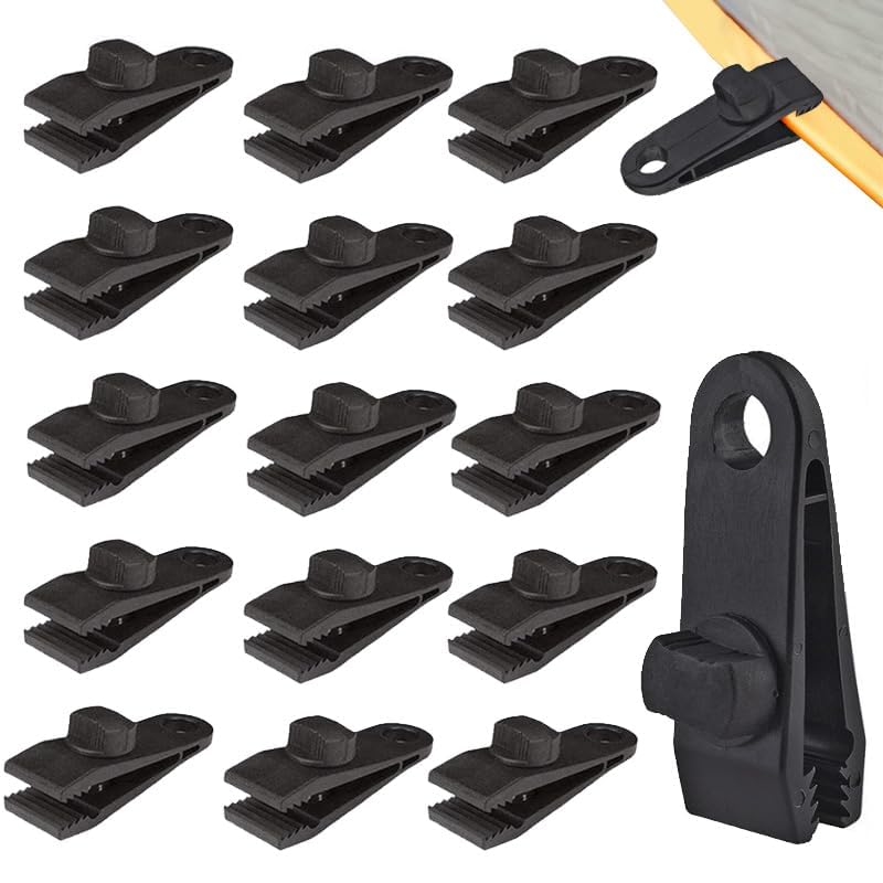 Azlanway Clip de Bâche Tente Pince, 10 Pcs Clips de Fixation pour Bâche de Tente, Noir