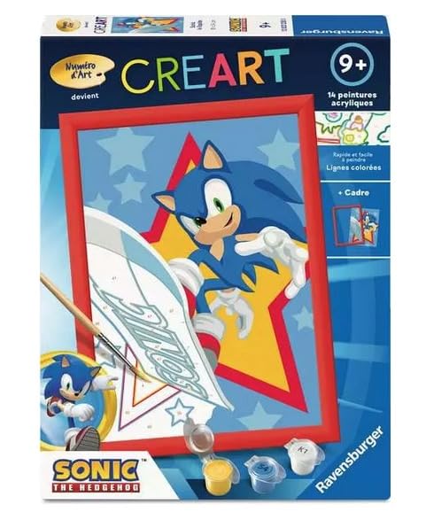 Ravensburger CreArt Kids 18 x 24 cm – Art Number – Sonic – Paint by Numbers Kit – Ages 7 and Above – 12023230