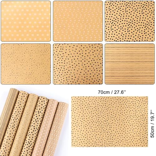 Gift Wrapping Paper - 6 Sheets Present Wrapping Paper Set 70x50cm Eco Friendly Recyclable Premium Birthday Gift Wrap Perfect For Wedding Party Mens Women Kid Girl Boy Valentine's Day Baby Shower Party