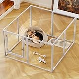 WSHPY Clear Acrylic Dog Play Pen Indoor - 39 Inch 8-Panel Pet Enclosure for Small Dogs & Cats, Outdoor Use with Door, Easy Assemble & Cleaning