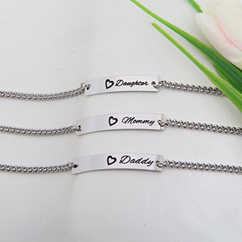 Image of WUSUANED Sn&Daughe&Mommy Bracelet Baptism Bracelet Mom Family Bar Bracelet Set Gift for New Mom&Newborn