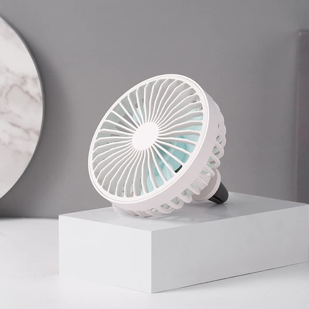 RiloerCar Fan With Night Light, Separate control Car Fan, Car Cooling Fan, Car Fan USB Fan, 3 Wind Speed Air Conditioner Cooling Fan, Car Cooling Clip Fan, 360 Degree Rotatable Portable Fa, White