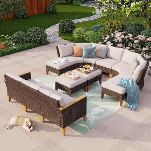 PHI VILLA Gartenmöbel Set Balkonmöbel 6 Stück, Rattan Lounge Möbel...