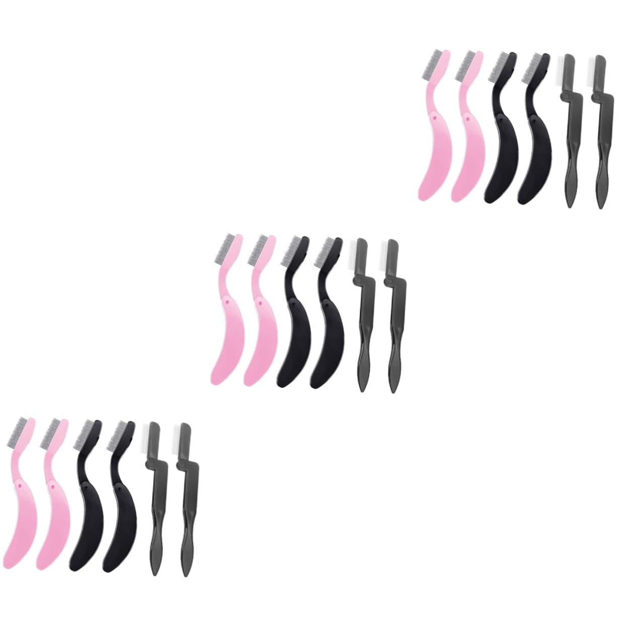 Ipetboom Juego De 3 Peines Metálicos Para Cejas Portátiles Plegables Para El Cuidado De Pestañas Juego De 6 Brochas De Maquillaje Para Cosméticos.