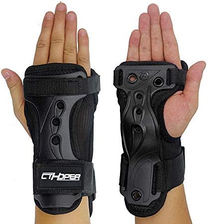 CTHOPER Skiing Wrist Guard Gloves Roller Skating Wrist Palms Protective Gear Adjustable Gauntlets Wrist Support for Snowboarding, Skateboard, Skating, Skiing (S)