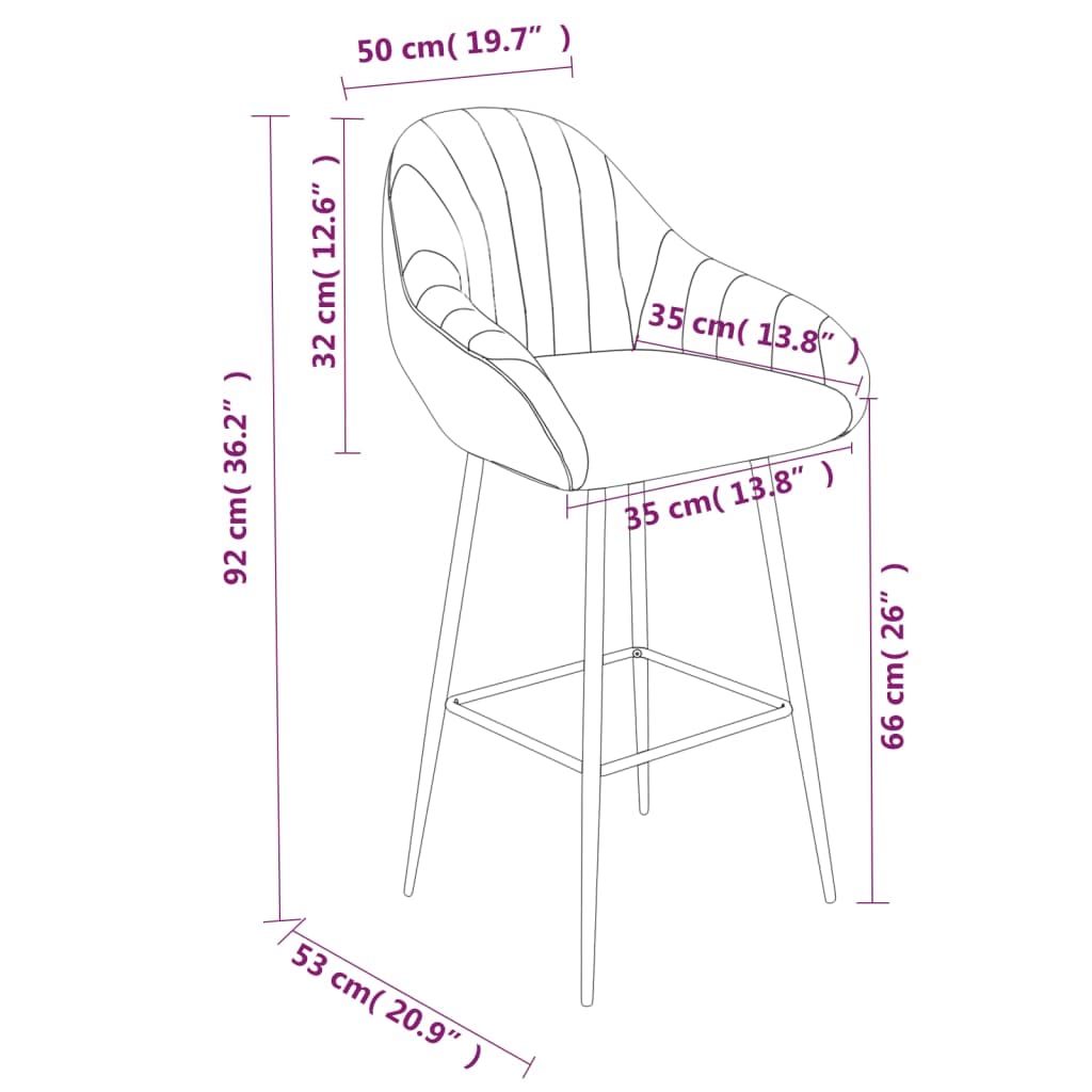 Moderno taburete de bar con asiento acolchado y respaldo 2 unidades en color marrón claro de piel sintética resistente a la suciedad, taburete con reposapiés y patas de metal con recubrimiento