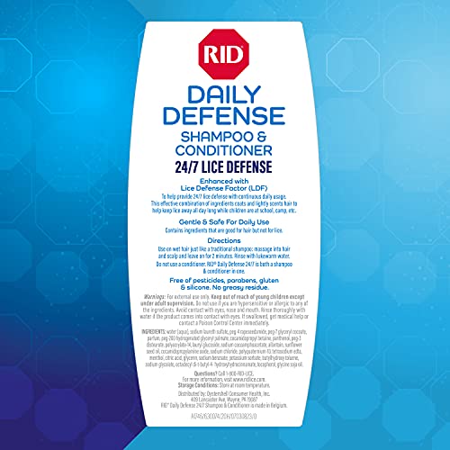 Image of RID Daily Defense Lice Shampoo & Conditioner, Used Daily Provides 24 /7 Defense Against Head Lice, 100% Effective, 10.1 Ounce