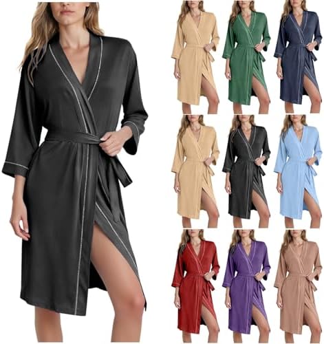 Cozy Kimono Robes for Womens Sexy Bathrobe Lightweight Soft Sleepwear Vneck Casual Ladies Loungewear Dressing Gowns