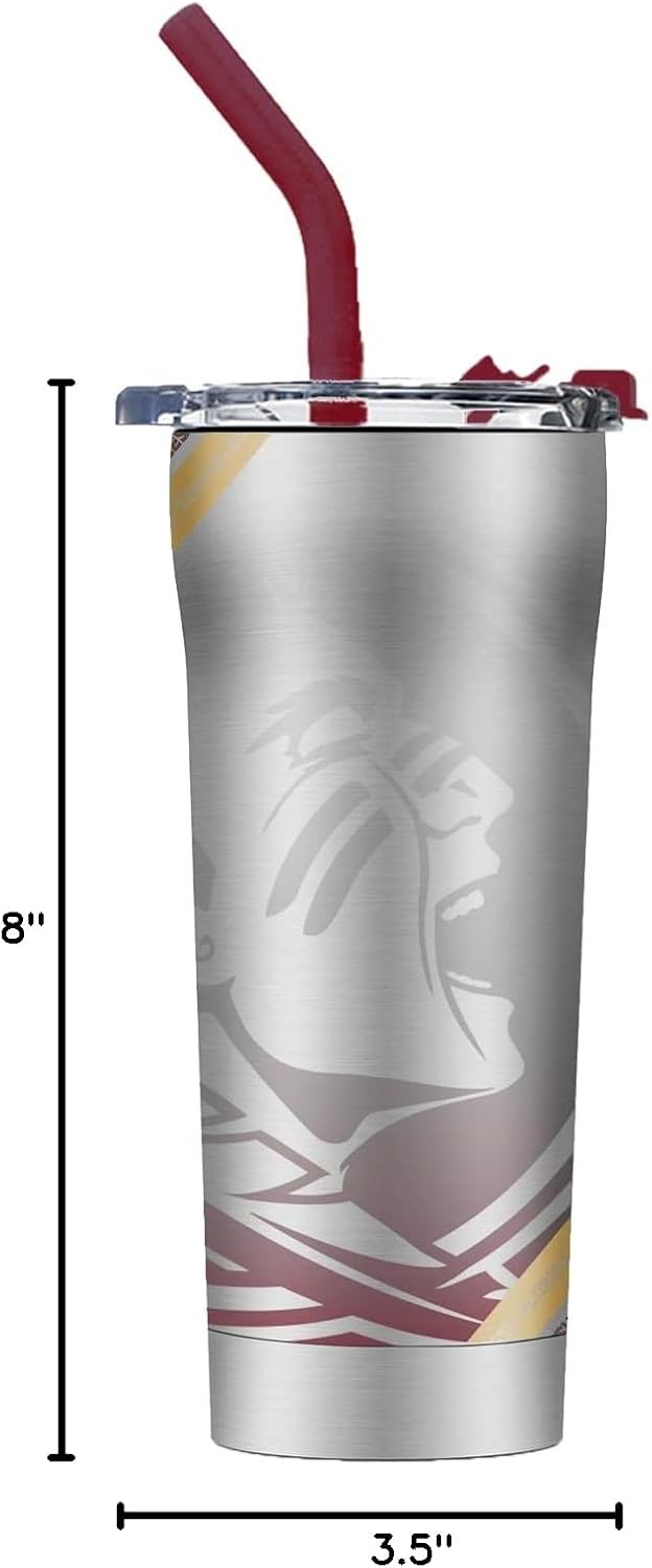 Gametime Sidekicks FSU Stainless Steel Straw Tumbler - Officially Licensed, 18/8 Stainless Steel, Double-walled, Vacuum-insulated, UV LED Printed Logos, Sweatless, Stays Hot/Cold - - Image 7