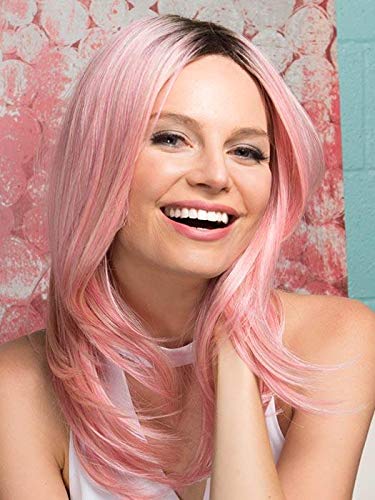 Pink Promise Wig - Hairdo Wigs 13" Long Pink with Dark Roots Tru2Life Heat Friendly Synthetic Flat Iron Curly Blow Dry Bundle MaxWigs Hairloss Booklet