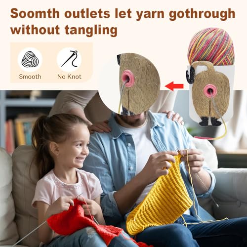 Image of Yarn Bowls for Crocheting Knitting Cat Butt Yarn Bowls with Holes for DIY Knitting Crocheting with 5PCS Knitting Needles (White)