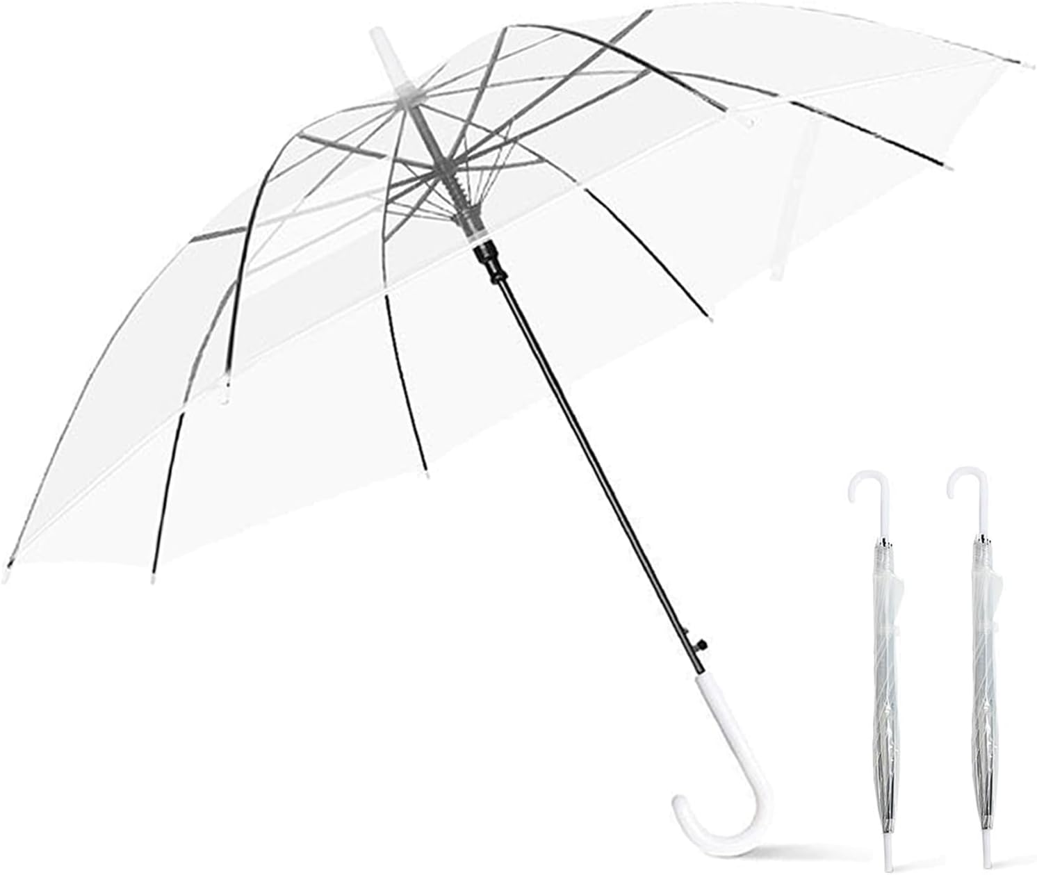 Wedding Clear Bubble Umbrella Bulk 32 Inch Large Dome Rain Windproof Stick Umbrellas,High-Visibility Transparent Rain Umbrellas, Firm and Durable, Easy Operation, Large Clear Umbrella for Wedding Bride Groom Photography Golf Outdoor Parties 2 Pcs