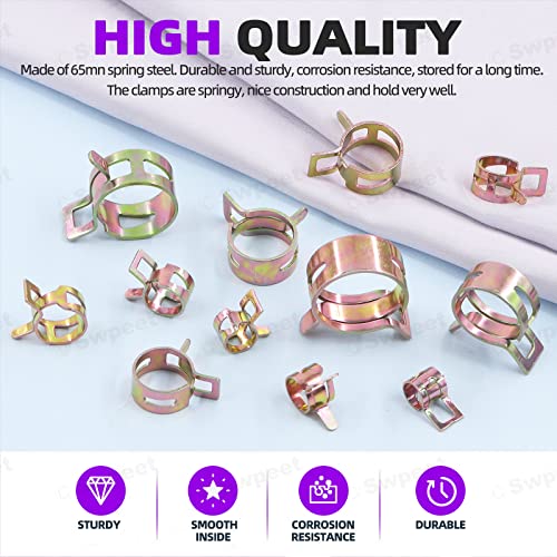 Swpeet 121Pcs 7-22Mm Spring Band Hose Clamps With Cv Boot Hose Clip Pliers Assortment Kit thumb #2