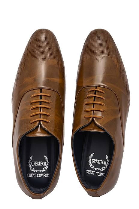 greatech fashions Men’s Premium Formal Oxford Shoes – Handcrafted Genuine Leather Lace-Up Dress Shoes for Office, Party Slip-Resistant Sole, Comfort Cushion Insole, Elegant Design Brown (UK Footwear Size System, Adult, Men, Numeric, Medium, 9)-picture-26