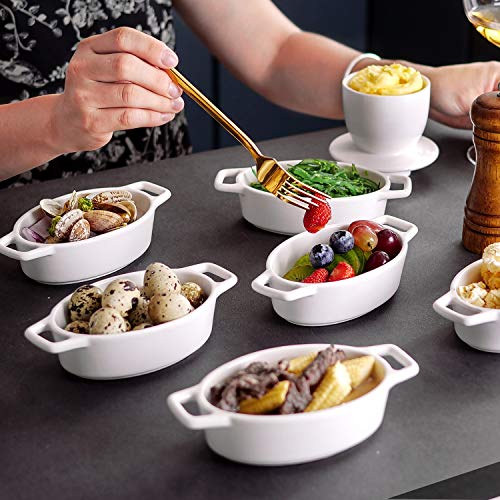 image for LOVECASA 6.3 inch Porcelain Ramekins, Set of 4 Souffle Dishes, 6 OZ Wh