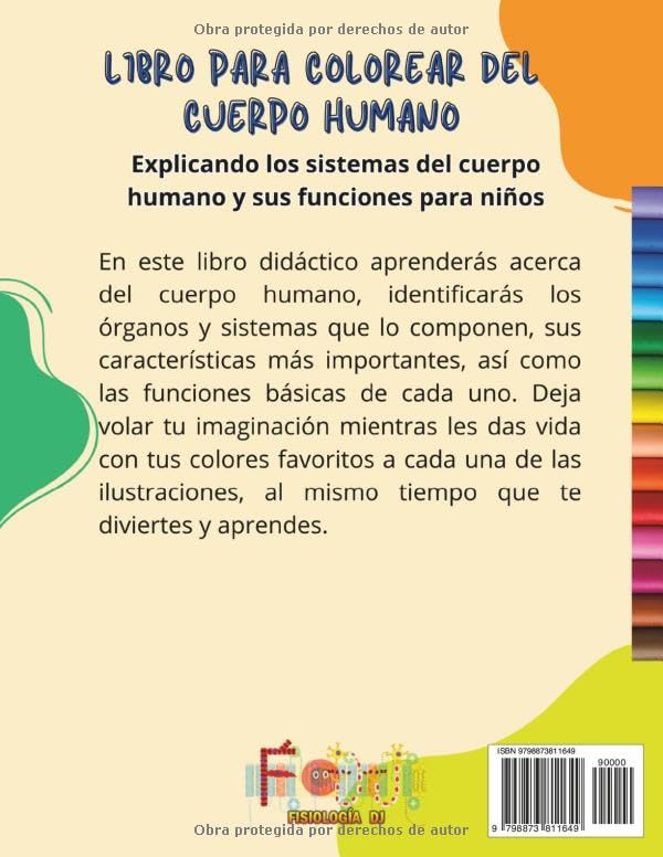 Miniatura 2 de Libro para colorear del cuerpo humano Explicando los sistemas del cuerpo humano y sus funciones para niños (Spanish Edition)
