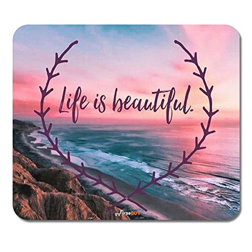 Image of Rectangle Mouse Pad, Anti Slip Rubber Life is Beautiful Mousepads Desktops Gaming Mouse Mat Customized Designed for Home and Office, 8.6 X 7.08 Inches
