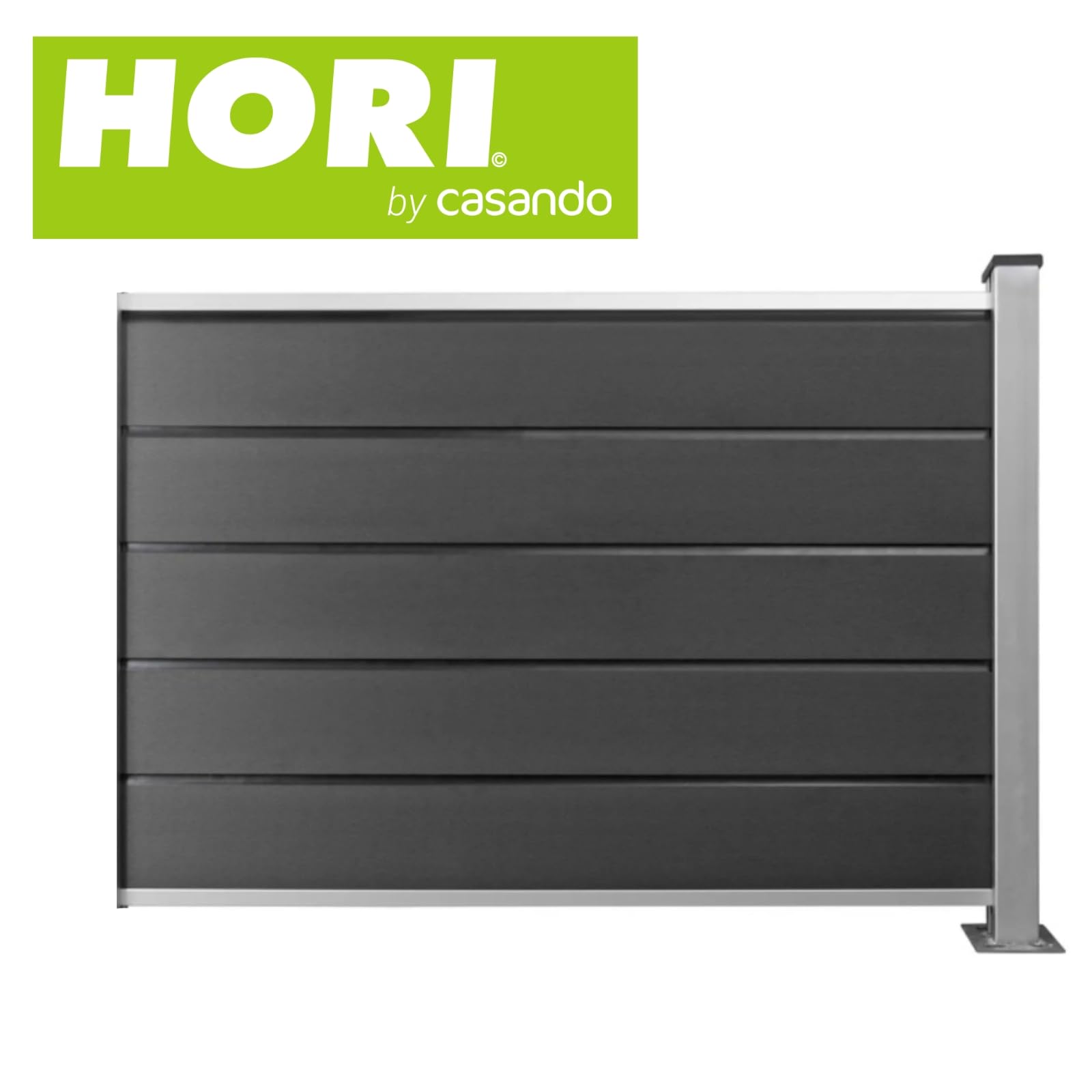 HORI WPC Sichtschutz-Zaun Design Komplettset Stecksystem Robuster Windschutz Modernes Lamellenzaun; Ideal für Garten & Terrasse - Anbauelement Halbhoch - zum Einbetonieren - Anthrazit