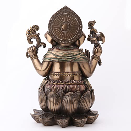 Estatua grande de Ganesh sentado sobre loto 44.5 cm miniatura 5