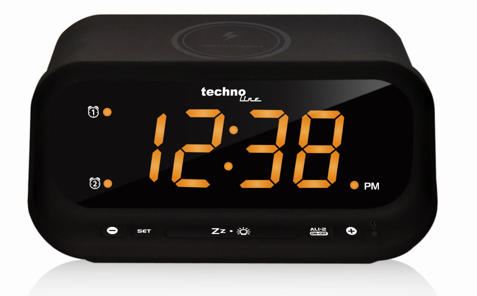 Technoline Sveglia digitale con funzione di ricarica wireless nero 158 x 75 x 116 mm
