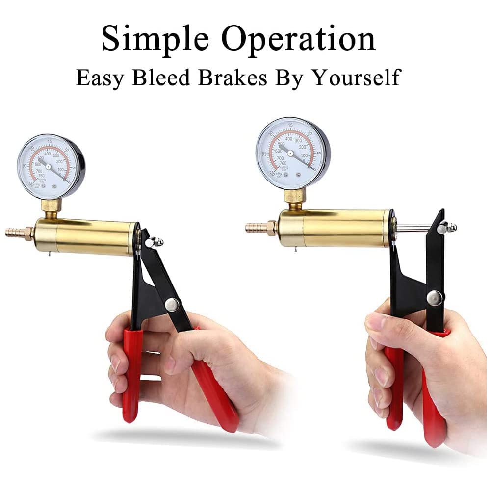 Fyearfly Sangrado Kit del Sistema De Frenos, Vacío Probador Bomba De Mano Herramienta De Purga De Frenos Líquido Reparación De Vehículos con Medidor, para Frenos Diagnóstico De Motocicleta,Automóvil