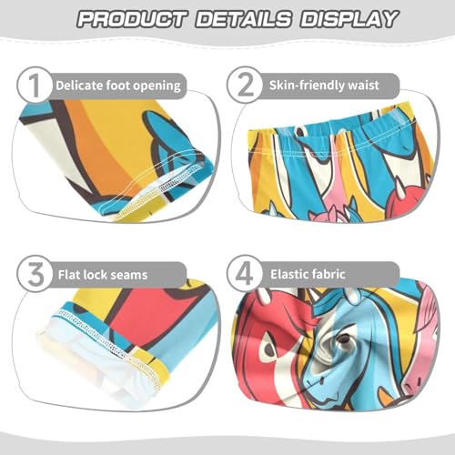 Bolaz Toddler Girls Leggings Printed Yoga Pants Leggings Yellow Blue Pink Horse for Kids3